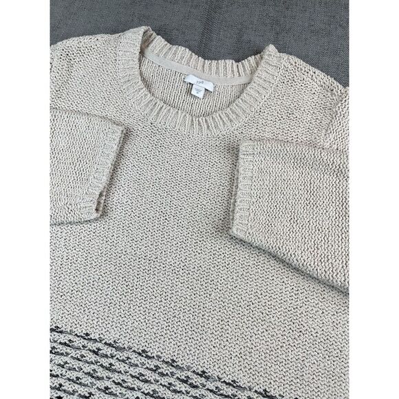 J. Jill Sweaters - J Jill Sweater Women (2X) Beige Plus V-Neck Knitted Crochet Pullover Cottagecore